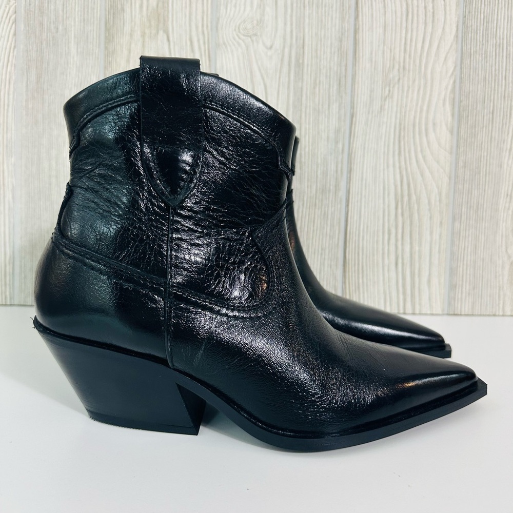 NEW! MASSIMO DUTTI Western Cowboy Boots Ankle Size 35 Black